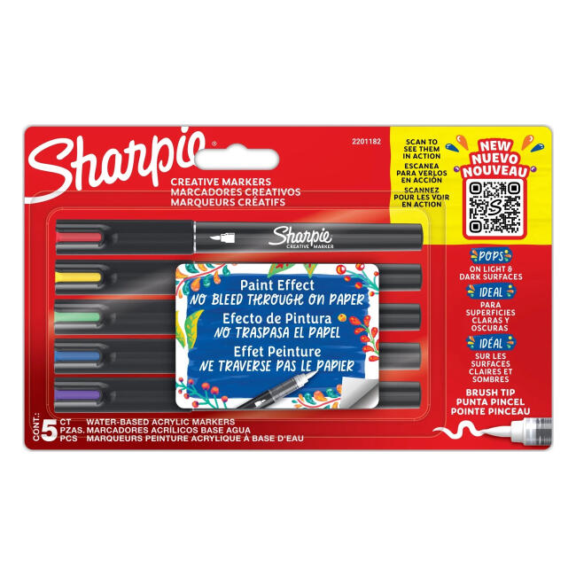 Sharpie Creative Marker Fırça Uçlu Akrilik Kalem Set 5'li 2201182 - 1