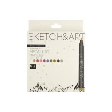 Sketch & Art Çift Taraflı Marker Kalem 10’lu Metalik Renkler - Sketch & Art
