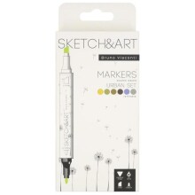 Sketch & Art Çift Taraflı Marker Kalem 6’lı Mimari Renkler - Sketch & Art