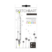 Sketch & Art Çift Taraflı Marker Kalem 6’lı Neon Renkler - Sketch & Art