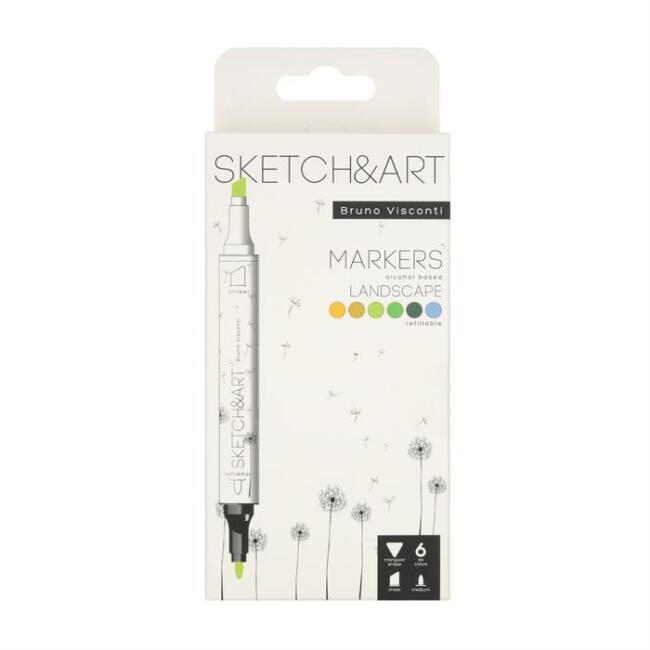 Sketch & Art Çift Taraflı Marker Kalem 6’lı Peyzaj Renkler - 3