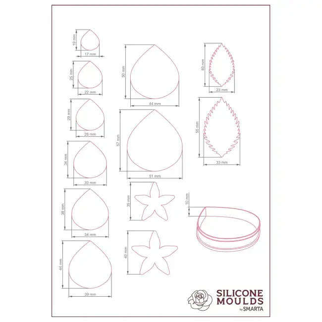 Smarta Silikon Kalıp Gül Kesici ve Damarlayıcı Seti SK1013023 - 3