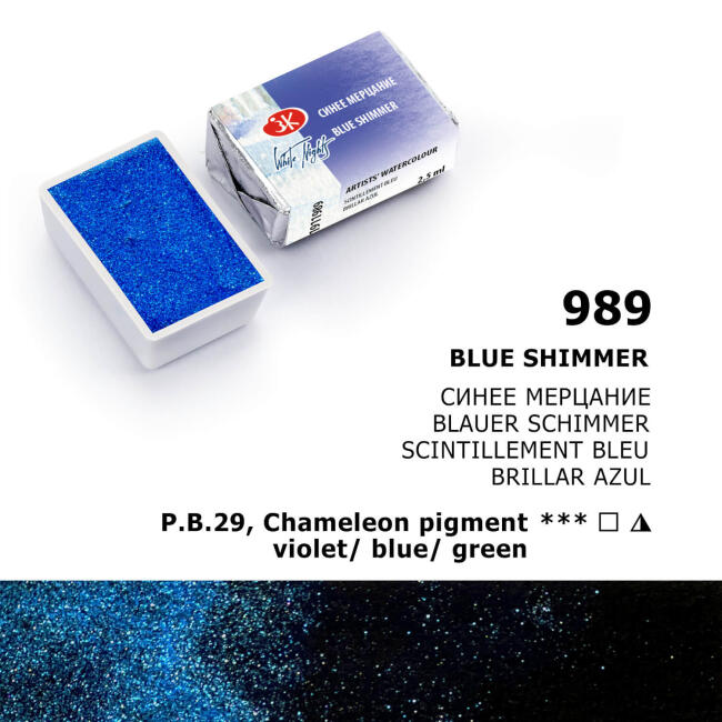 St. Petersburg White Nights Extra-Fine Tam Tablet Sulu Boya 2.5 ml Blue Shimmer 989 - 3