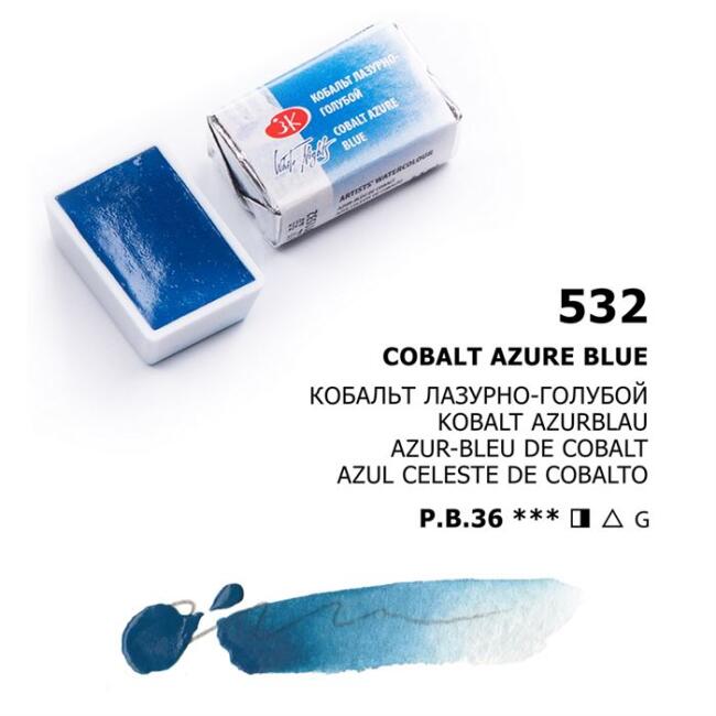 St. Petersburg White Nights Extra-Fine Tam Tablet Sulu Boya 2.5 ml Cobalt Azure Blue 532 - 1