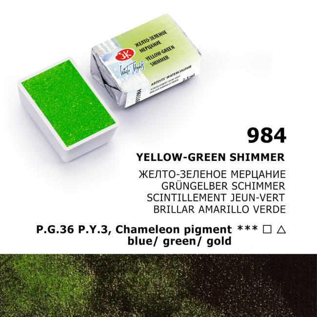 St. Petersburg White Nights Extra-Fine Tam Tablet Sulu Boya 2.5 ml Yellow-Green Shimmer 984 - 3