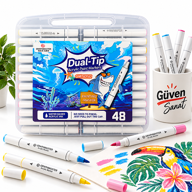 Graphmaster Çift Uçlu Akrilik Marker Seti 48 Renk - 1