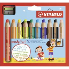 Stabilo Aquarel Pastel Boya Kalem Seti Woody 3In 1 10Lu Kalemtraşlı N:880/10 - Stabilo (1)