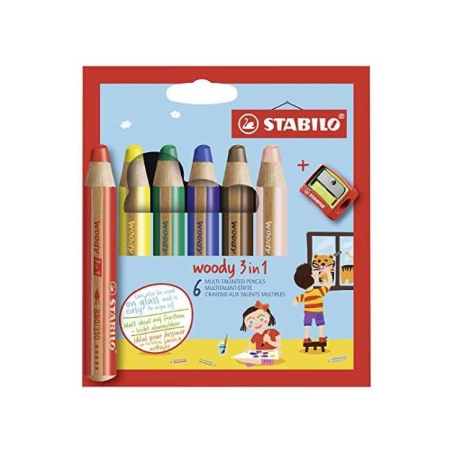 Stabilo Woody 3in1 Boyama Kalem Seti 6 Renk + 1 Kalemtraş - 1