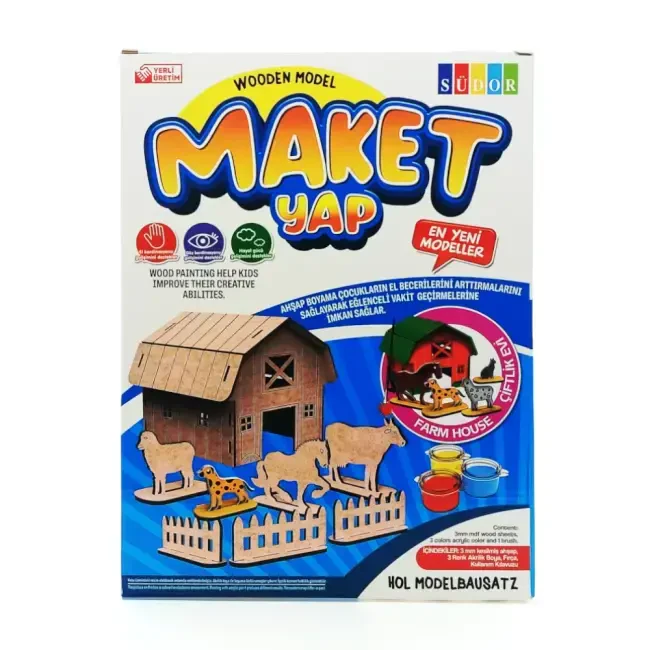 Südor Ahşap Maket Boyama Seti Çiftlik MD2-06 - 1