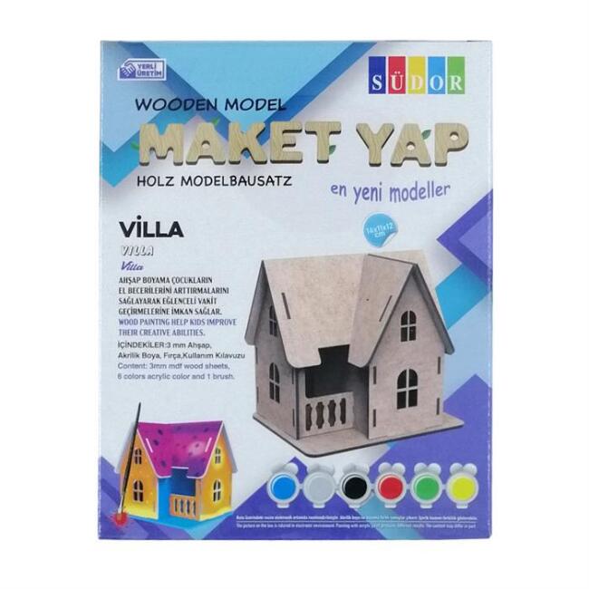 Südor Ahşap Maket Villa Boyama Seti 14x11x12 cm - 1