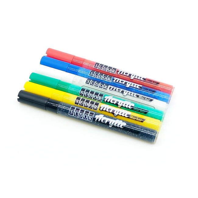 Südor Akrilik Marker Kalem Seti 6'lı Ana Renkler 3 mm Uç AK01 - 2
