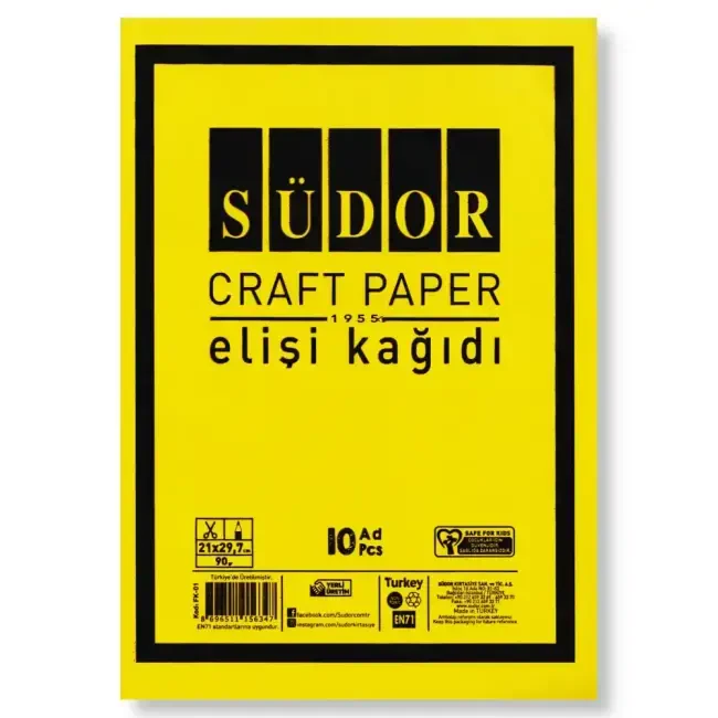 Südor Elişi Kağıdı 90 gr A4 10'lu Karışık Renkler FK-01 - Südor