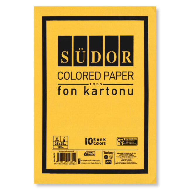 Südor Fon Kartonu 100 gr 24x34 cm 10'lu Karışık Renk FK-02 - 1