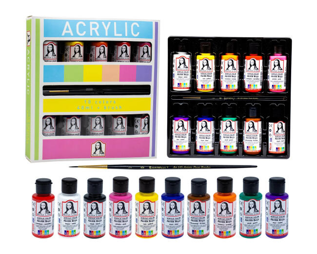 Südor Mona Lisa Akrilik Boya Seti 40 ml 10 Renk + Fırça - 1