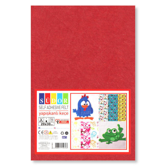Südor Yapışkanlı Keçe 20x30 cm 10'lu Karışık Renkler SK33 - 1