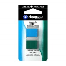 Daler Rowney Aquafine Sulu Boya Tablet 2’li Coeruleum Blue (Hue) / Transparent Turquoise - 1