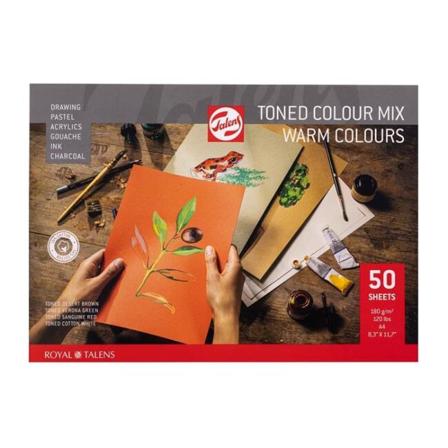 Talens Toned Color Mix Renkli Eskiz Defteri A4 180 g Warm Colour 50 Yaprak - 1