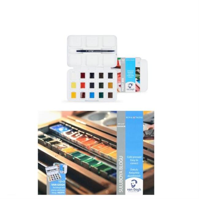 Talens Van Gogh Sulu Boya Seti 12+3 Renk (Defter ve Fırça Hediyeli) - 1
