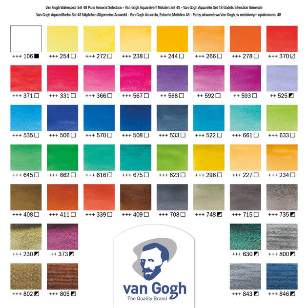Talens Van Gogh Metal Palet Yarım Tablet Suluboya Seti 48'li 20838648 - 3