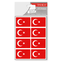 Tanex Türk Bayrağı Etiketi 52x34 mm 2 Yaprak 16'lı BYRK-102 - Tanex