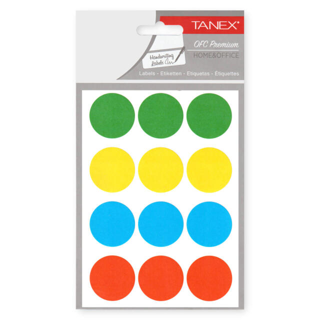 Tanex Yuvarlak Etiket 32 mm 4 Renk 60'lı OFC-133 - 1