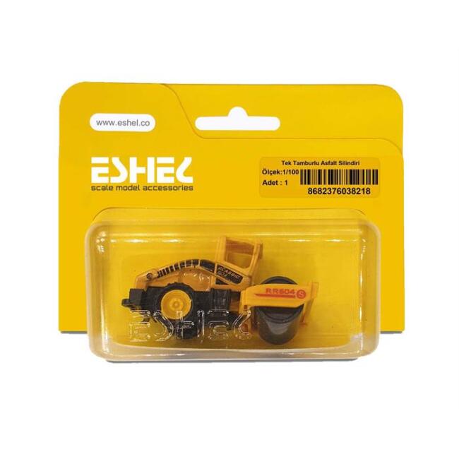 Eshel Maket Taşıt İş Makinesi Tek Tamburlu Asfalt Silindirı 1/100 N:8682376038218 - 1