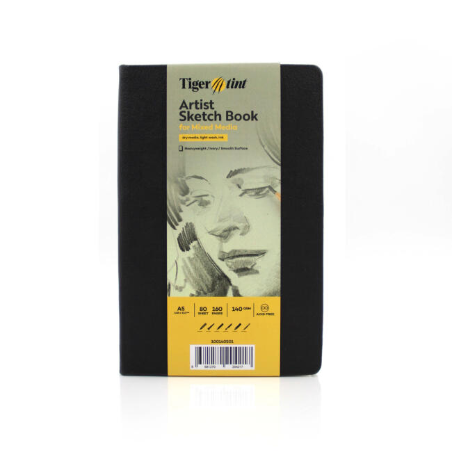 Tigertint Sert Kapak Eskiz Defteri 140 g A5 80 Yaprak Siyah 100140500 - 1