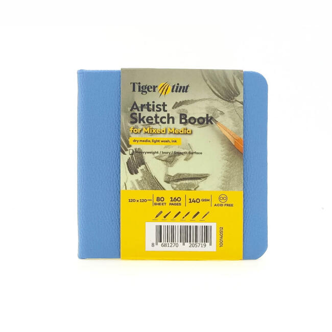 Tigertint Sert Kapak Eskiz Defteri 140 g 12x12 cm 80 Yaprak Gökyüzü Mavi 100140512 - 1
