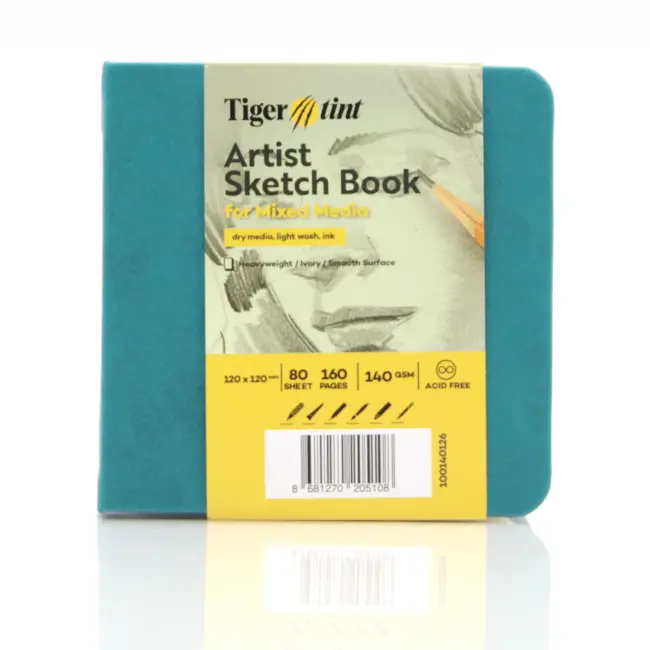 Tigertint Sert Kapak Eskiz Defteri 140 g 12x12 cm 80 Yaprak Turkuaz 100140127 - 1