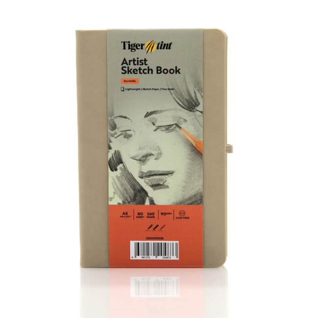 Tigertint Sketchbook Sert Kapaklı Eskiz Defteri 90 gr A5 80 Yaprak Bej - Tigertint