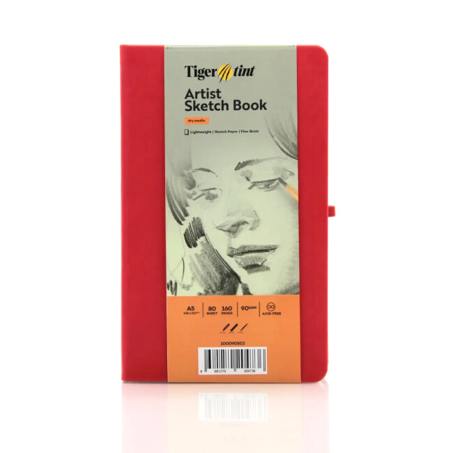 Tigertint Sketchbook Sert Kapaklı Eskiz Defteri 90 gr A5 80 Yaprak Kırmızı - Tigertint