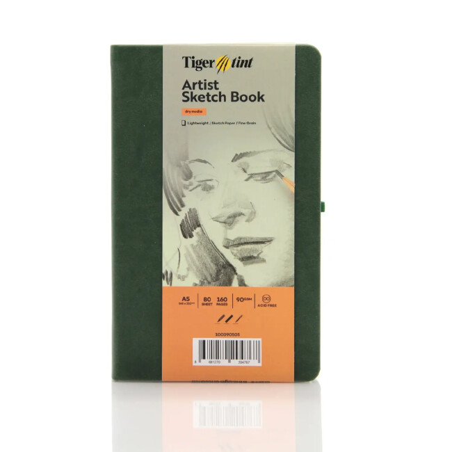 Tigertint Sketchbook Sert Kapaklı Eskiz Defteri 90 gr A5 80 Yaprak Yeşil - Tigertint