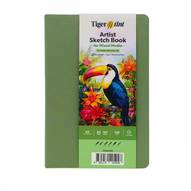 Tigertint Soft Kapak Mixed Media Çok Amaçlı Sanatsal Defter 140 g A5 80 Yaprak Mint Yeşili 100140535 - 1