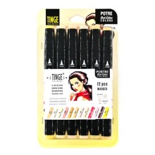 Tinge Çift Taraflı Twin Marker 12 Renk Skin Tones - TINGE (1)
