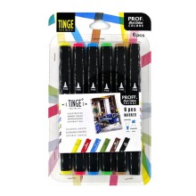 Tinge Çift Taraflı Twin Marker 6 Renk Primary Tones - TINGE