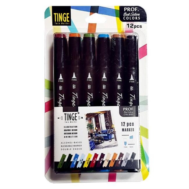 Tinge Twin Marker 12 Renk - 1