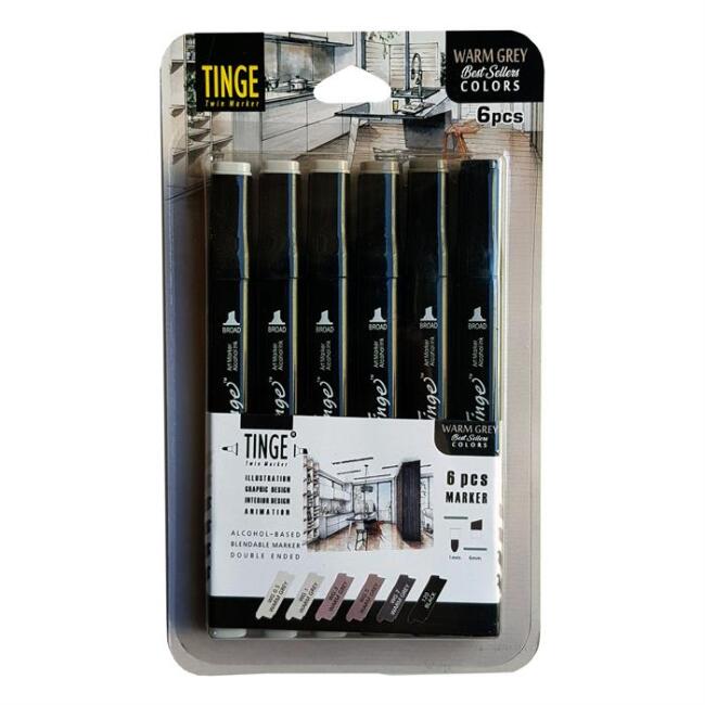 Tinge Twin Marker Set Warm Grey 6 Renk - 1
