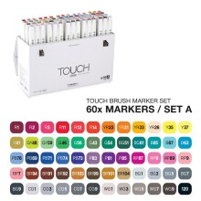 Touch Brush Çift Taraflı Fırça Uçlu Marker Set 60 Renk Set A - TOUCH (1)