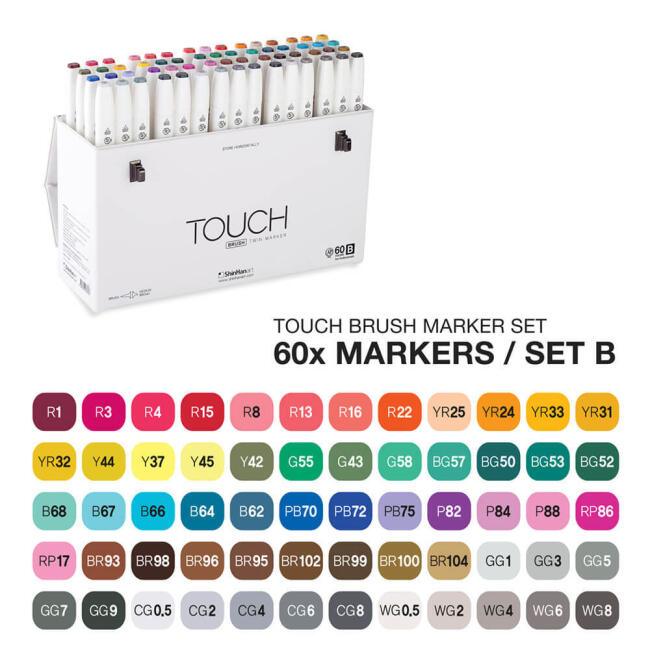 Touch Brush Çift Taraflı Fırça Uçlu Marker Set 60 Renk Set B - 4