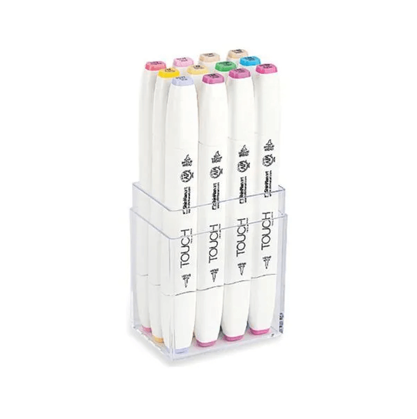 Touch Çift Fırça Uçlu Marker Kalem Seti 12’li Pastel Renkler - 1