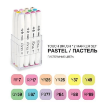 Touch Çift Fırça Uçlu Marker Kalem Seti 12’li Pastel Renkler - TOUCH (1)