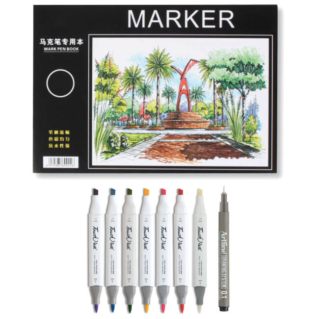 Touchliit Marker Padli Çizim ve Boyama Marker Set 6'lı Pastel Renkler - 1