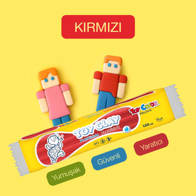 Toy Color Plastilin Kurumayan ve Glutensiz Oyun Hamuru 500 gr Kırmızı - 2