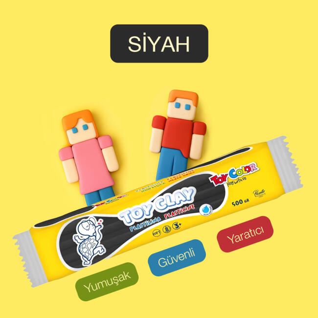 Toy Color Plastilin Kurumayan ve Glutensiz Oyun Hamuru 500 gr Siyah - 2