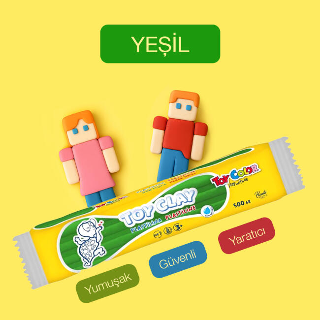 Toy Color Plastilin Kurumayan ve Glutensiz Oyun Hamuru 500 gr Yeşil - 2