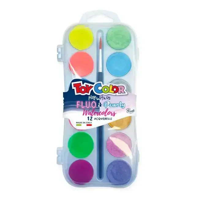 Toy Color Sedefli ve Floresan Suluboya 30 mm 6+6'lu 0705.025 - 1