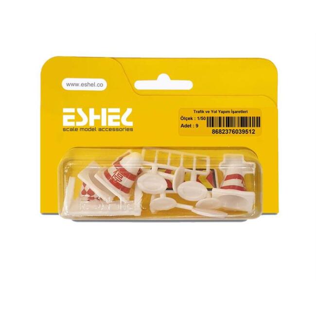 Trafik ve Yol Yapım İşaretleri 1:50 Ölçek 9 adet - 1