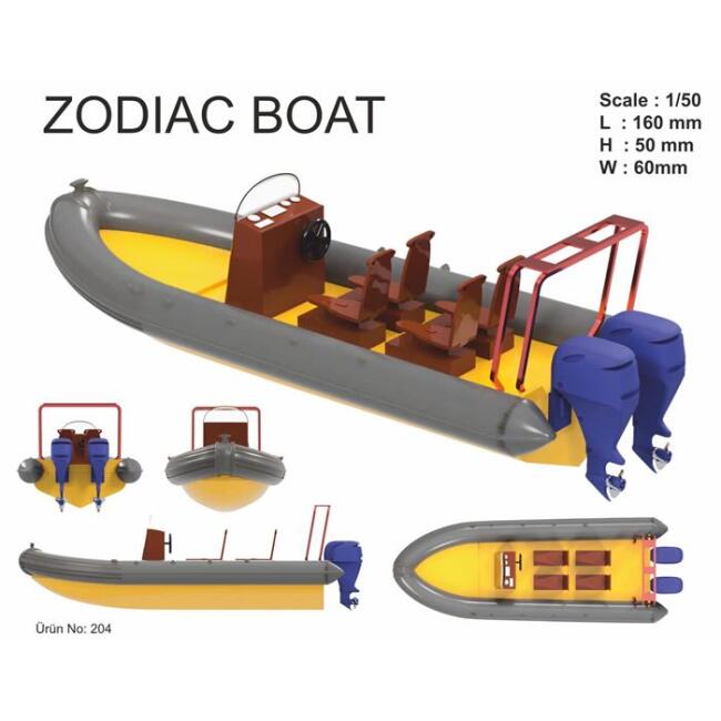 Türkmodel Ahşap Maket 1:50 Ölçek Gemi Zodiac Bot N:204 - 1