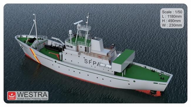 Turkmodel Maket Ahşap Gemi Y. Fbv Westra Balıkçı Teknesi 1/50 118Cm (Rc-Suda Yüzer) - 2