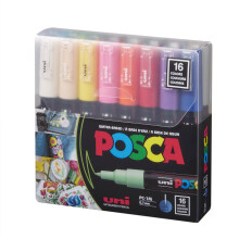 Uni Posca PC-1M Su Bazlı Poster Marker Set 0.7 mm 16'lı - Uni